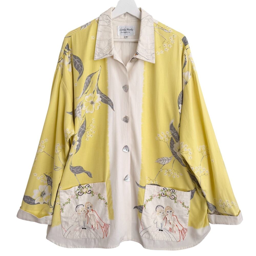 Leeba Marks Vintage OOAK Upcycled Antique Linens Embroidered Jacket Handcrafted